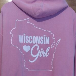 Wisconsin Girl Pink Zip Up Hoodie